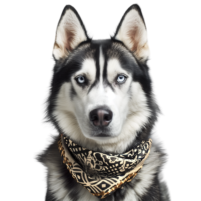 husky with hanky around its neck