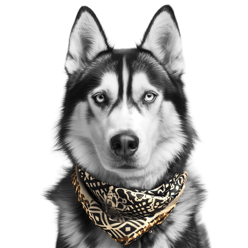 husky with hanky around its neck